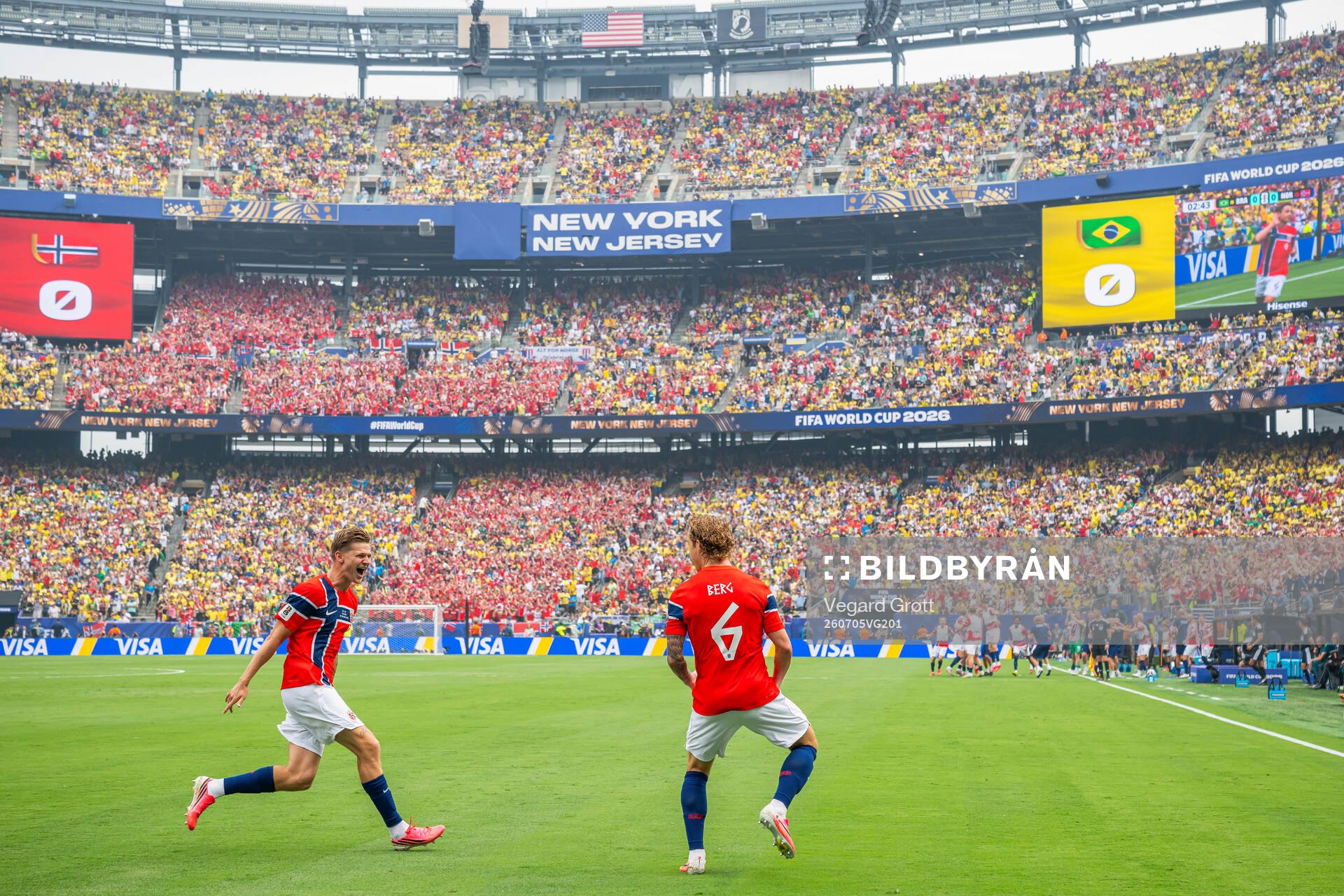 Patrick Berg of Norway celebrates with teammate David