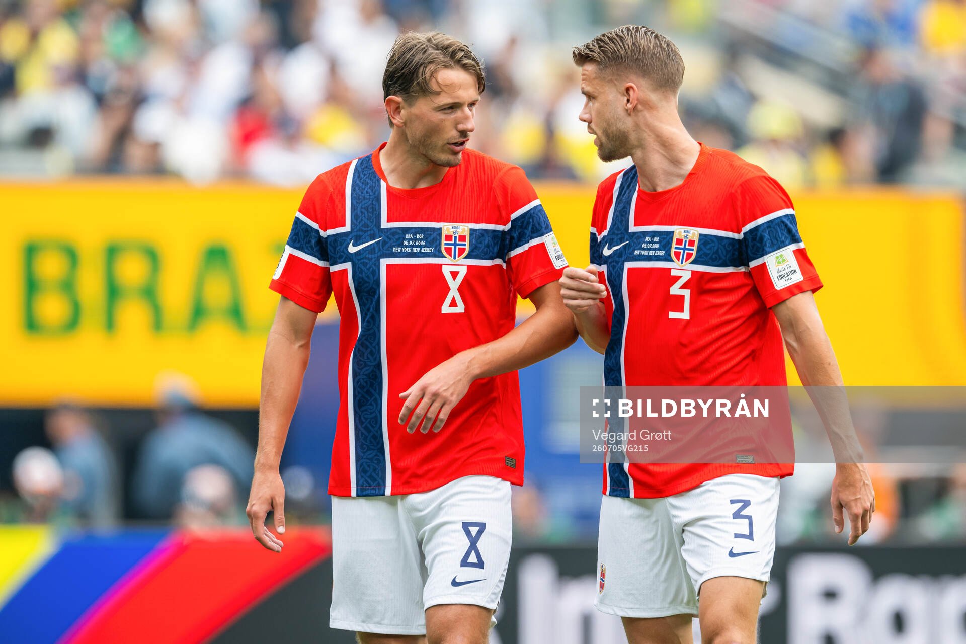 Sander Berge and Kristoffer Ajer of Norway