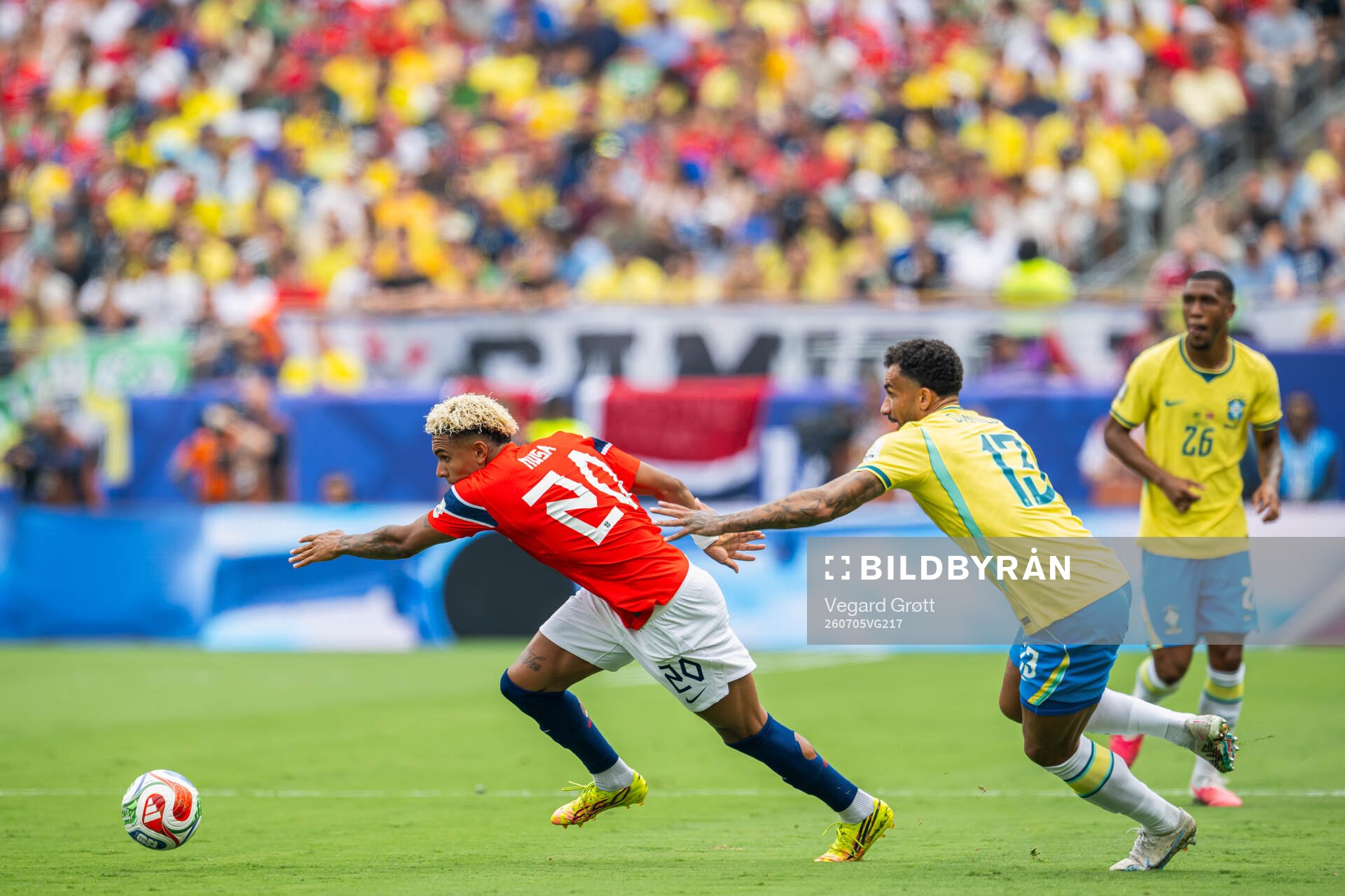 Antonio Nusa of Norway and Danilo of Brazil