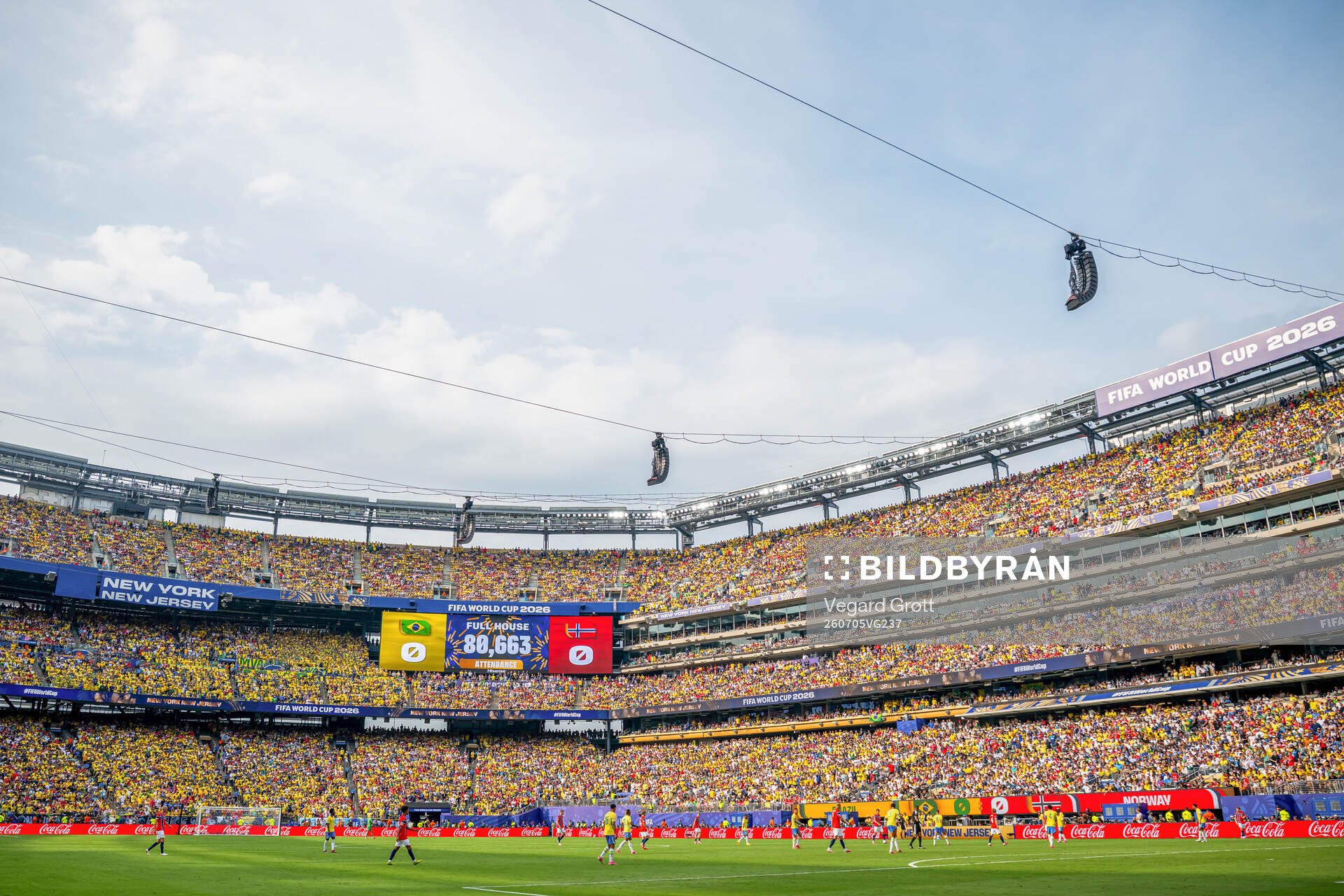 General view of MetLife Stadium as the attendance is shown