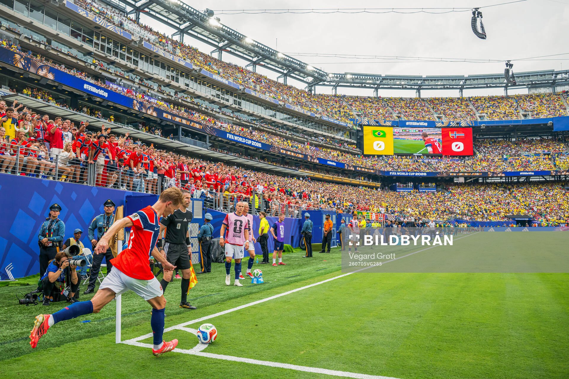 Martin Ødegaard of Norway takes a corner kick