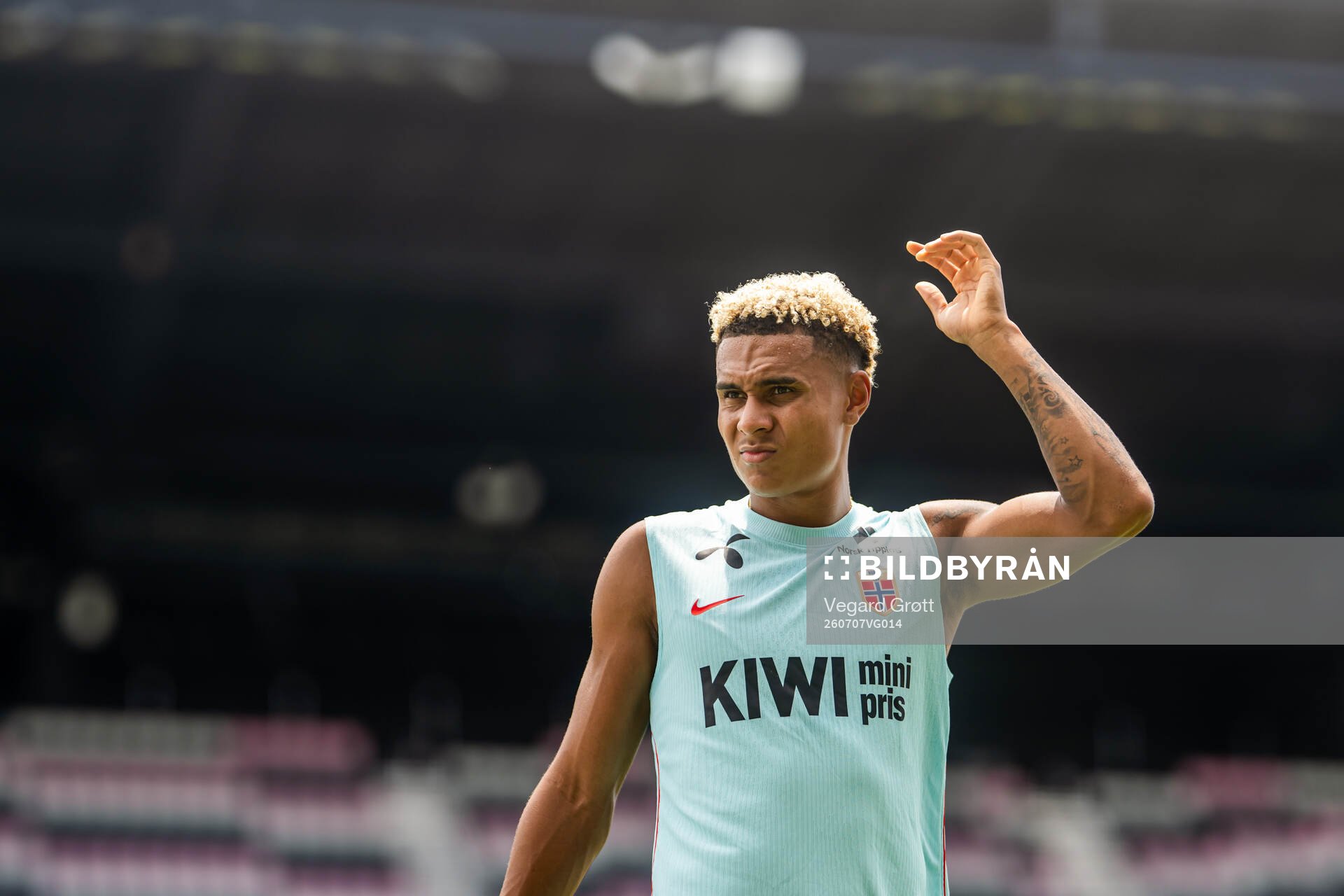 Antonio Nusa of the Norwegian national football team at a