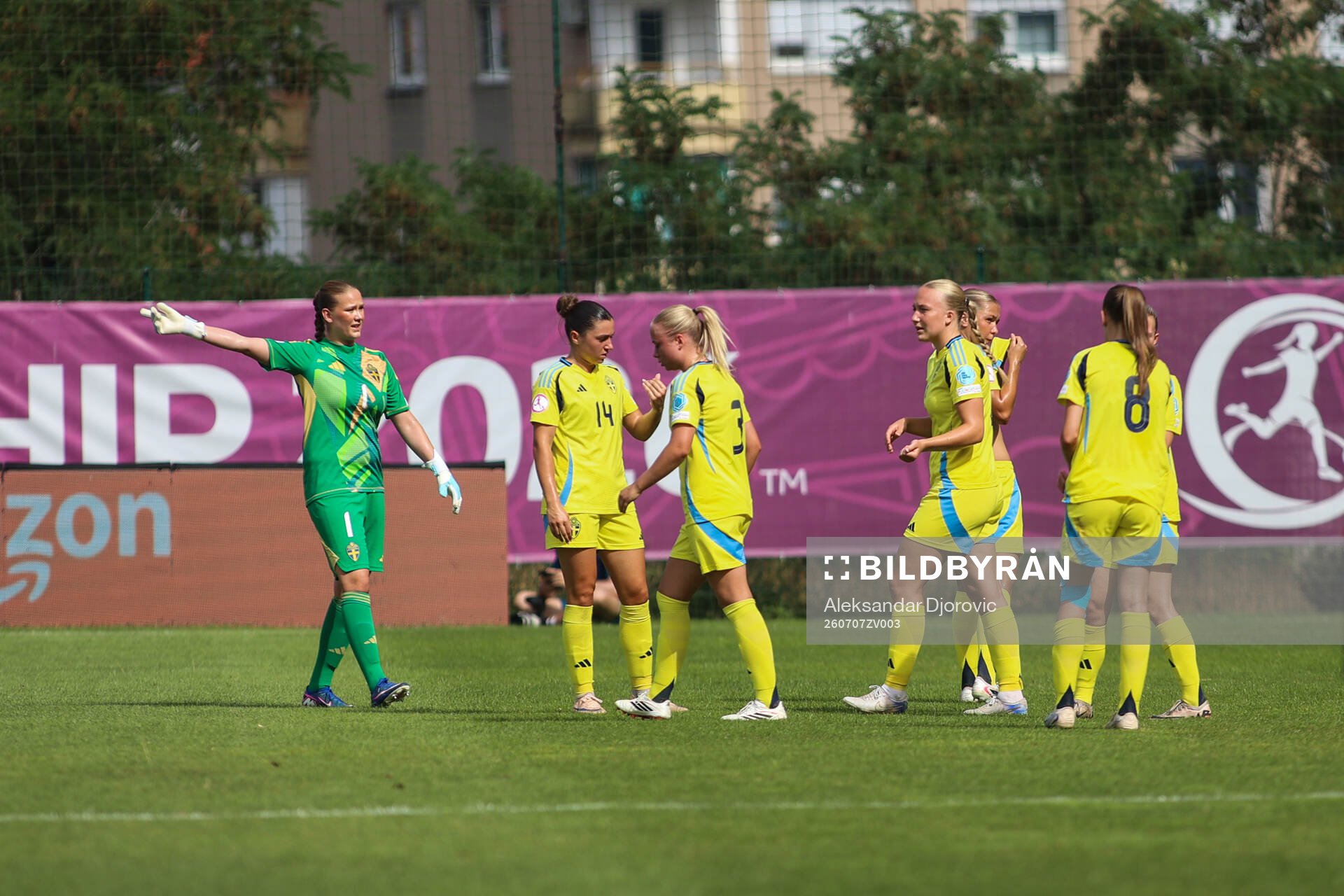 Goalkeeper Hanna Karlsson, Thea Staffansson, Nicole Molin