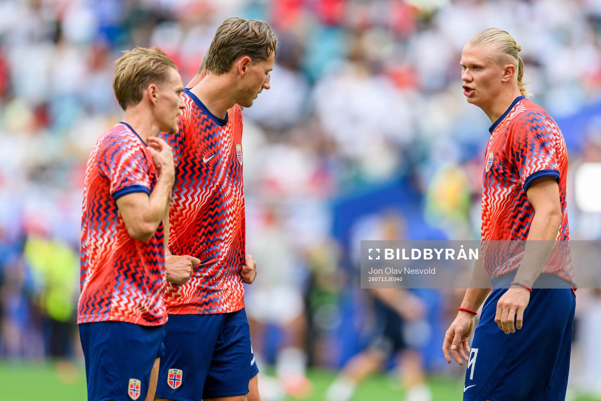 Martin Ødegaard, Sander Berge and Erling Braut Haaland of