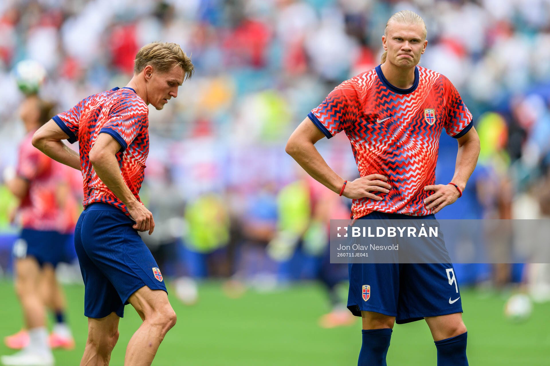Martin Ødegaard and Erling Braut Haaland of Norway