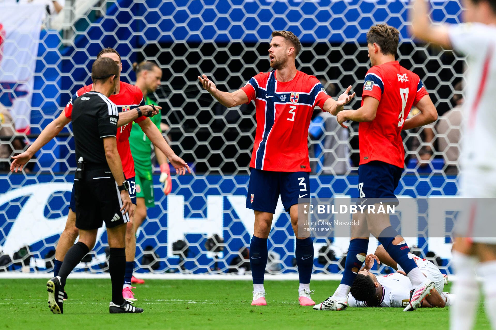 Kristoffer Ajer of Norway reacts