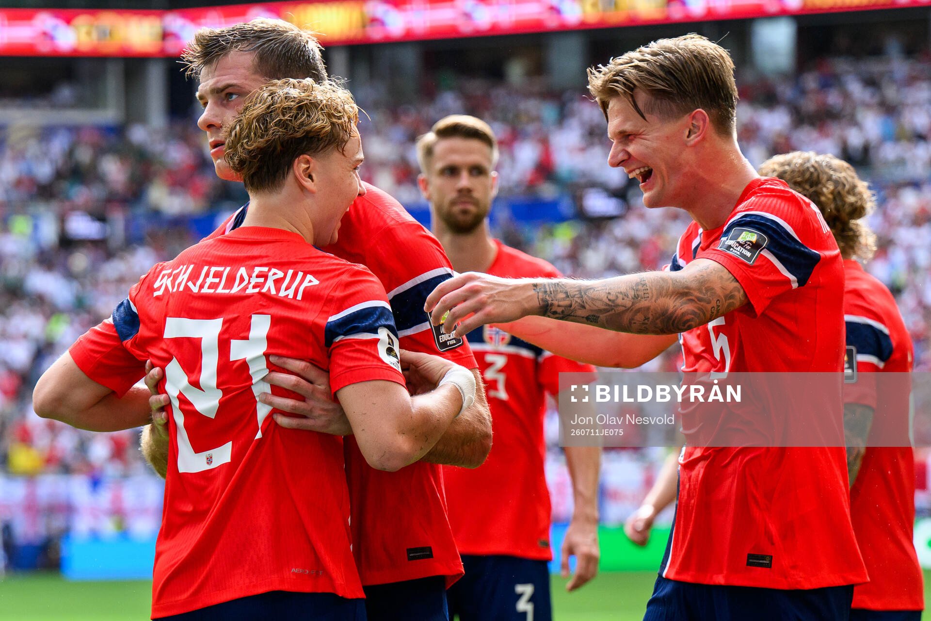 Andreas Schjelderup of Norway celebrates