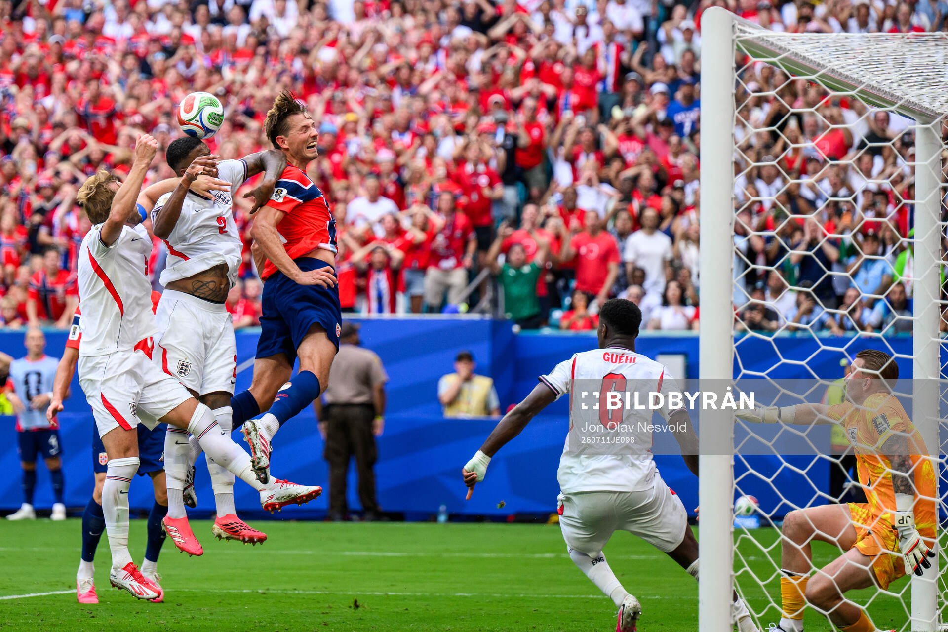 Ezri Konsa of England and Sander Berge of Norway