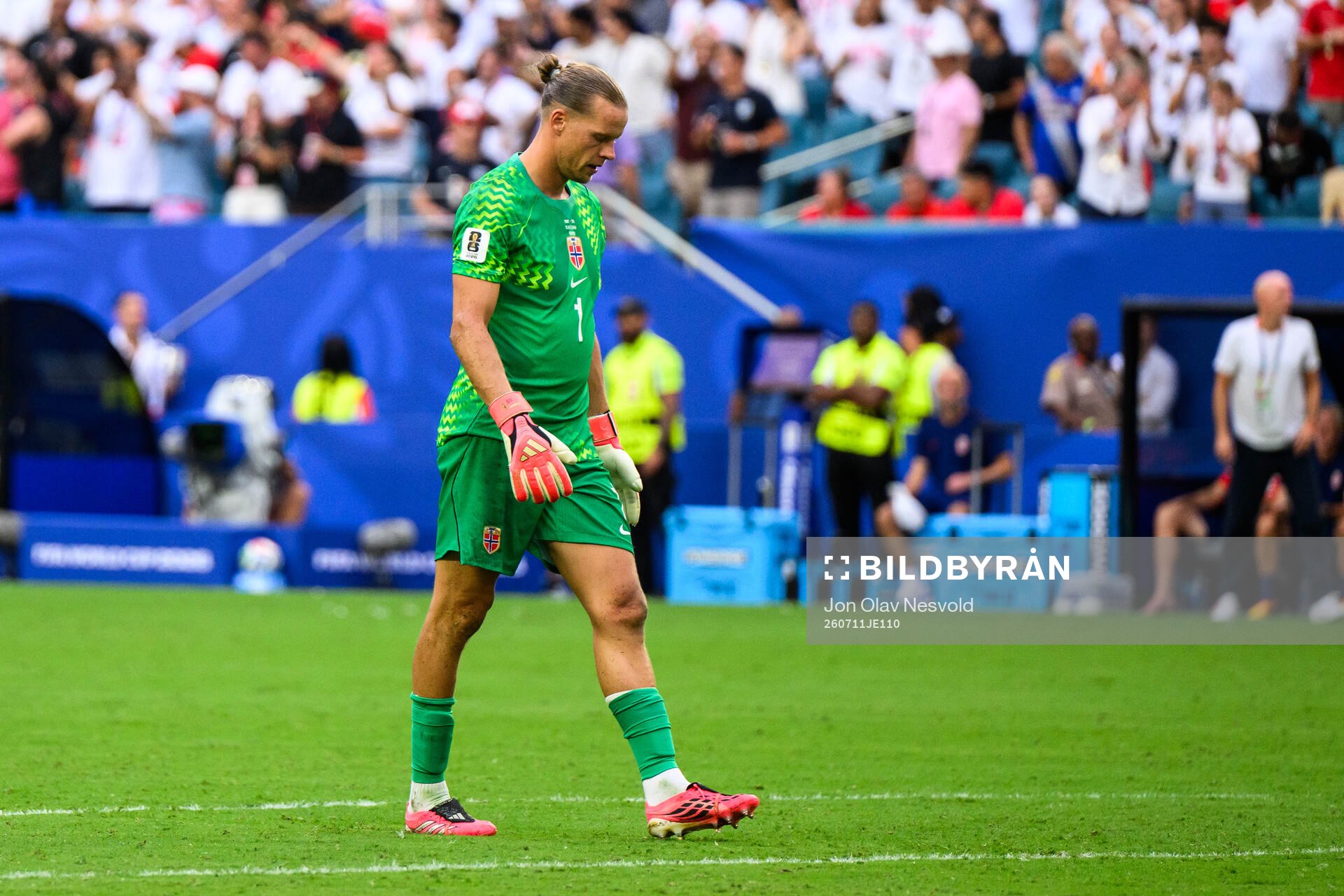 goalkeeper Ørjan Nyland of Norway looks dejected