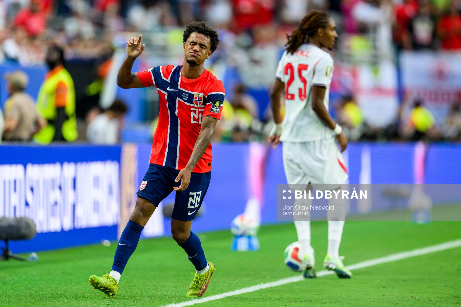Oscar Bobb of Norway reacts