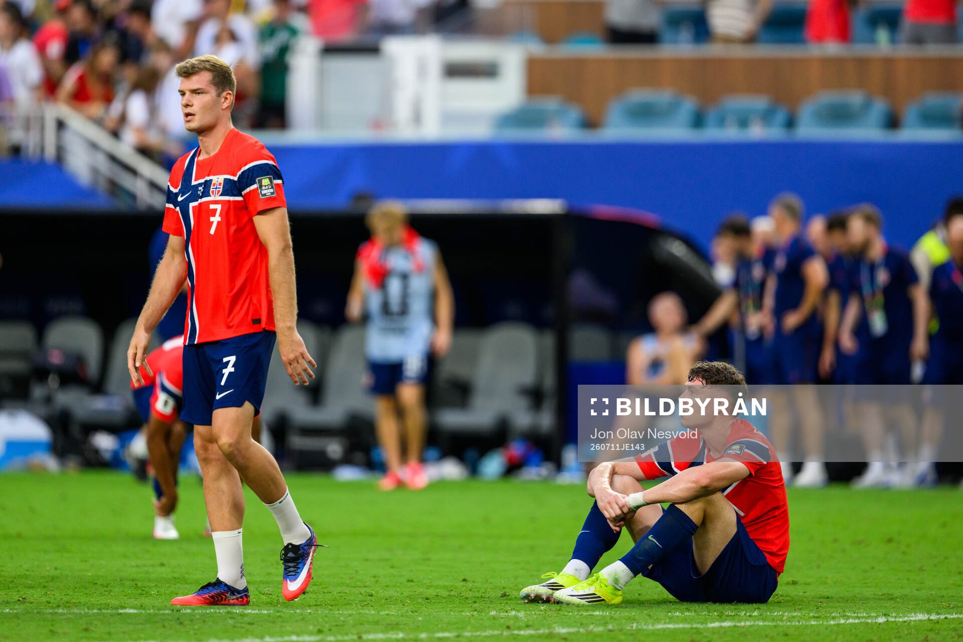 Alexander Sørloth and Jørgen Strand Larsen of Norway look