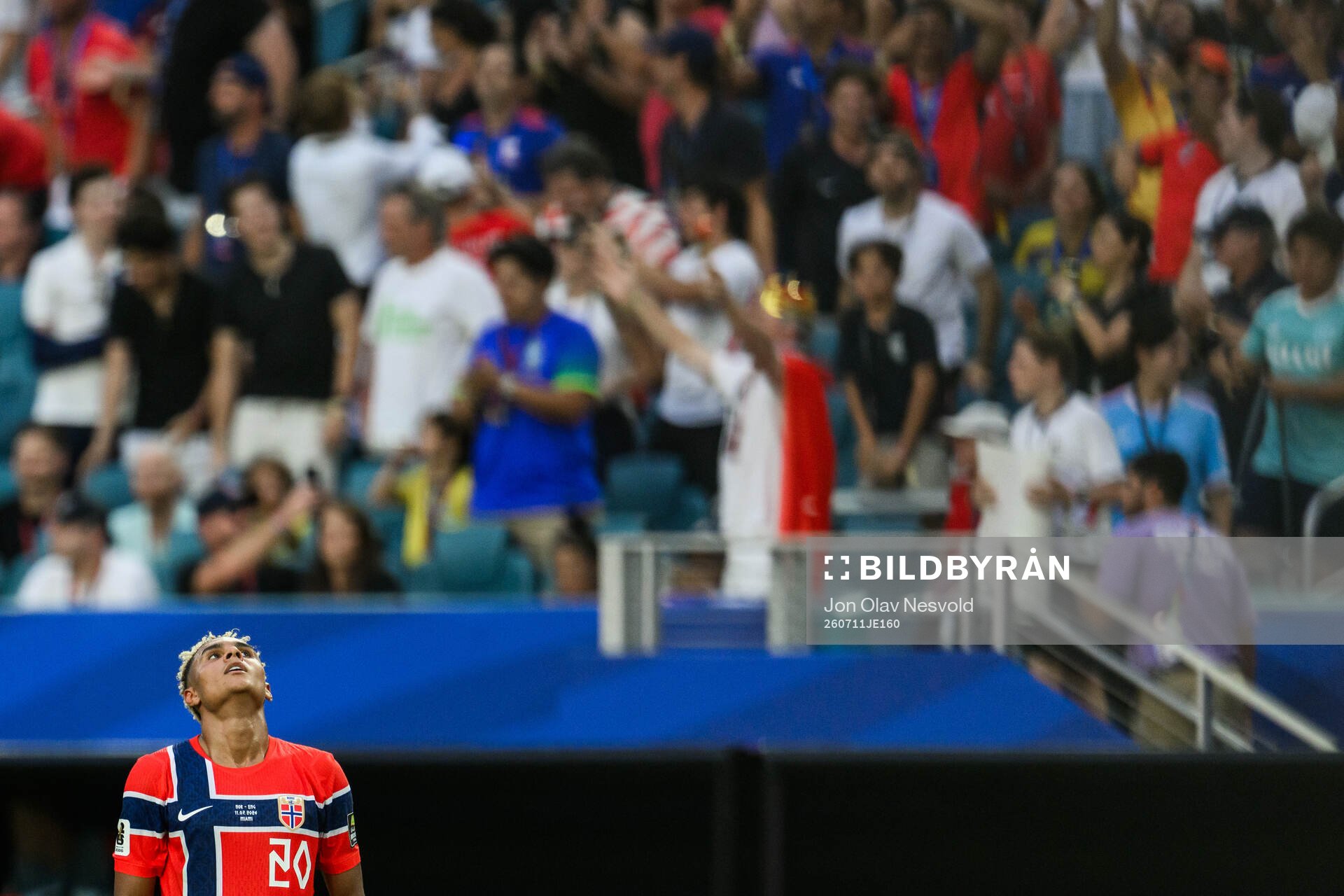 Antonio Nusa of Norway looks dejected