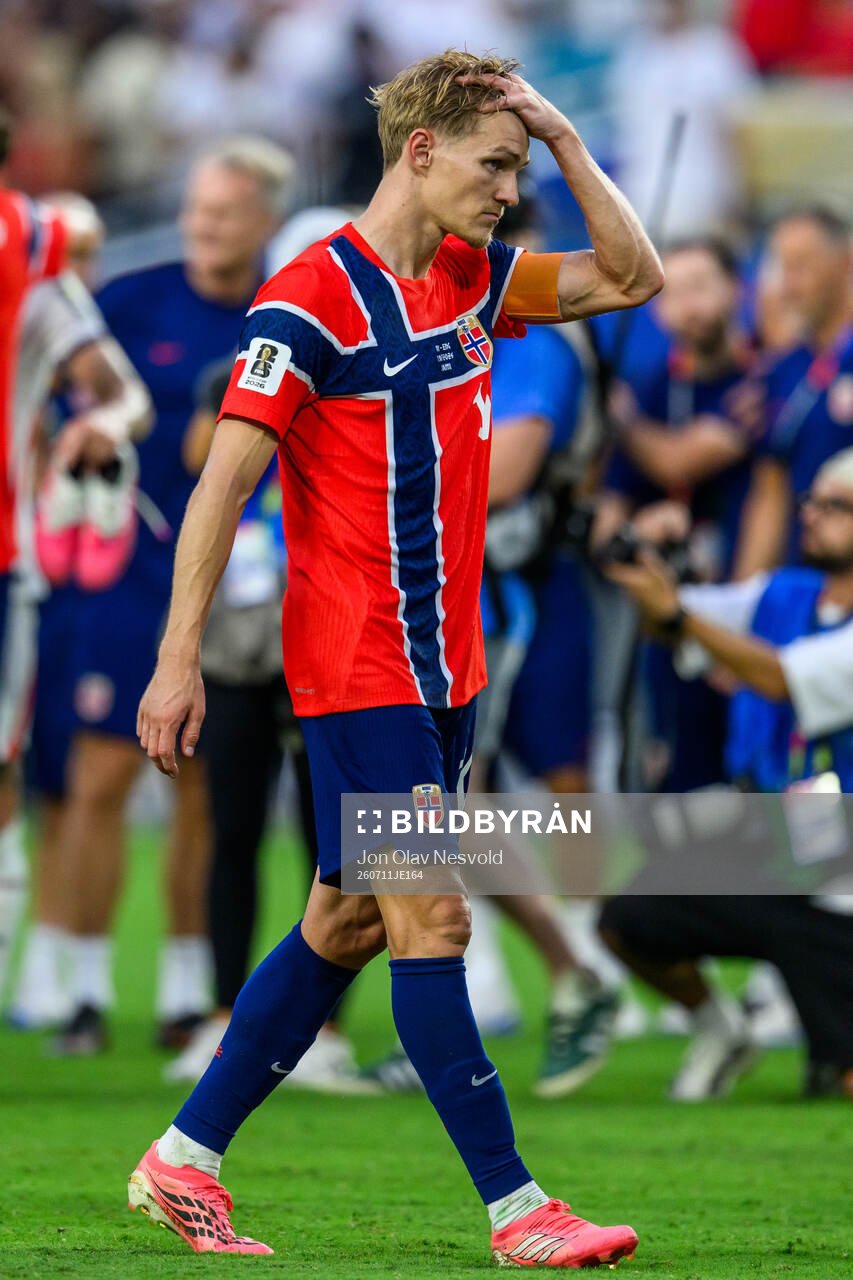 Martin Ødegaard of Norway looks dejected