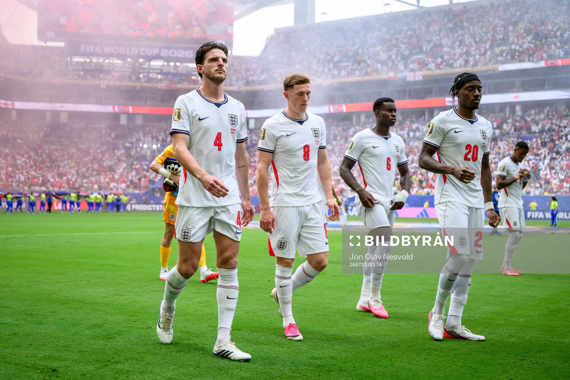 Declan Rice, Elliot Anderson, Marc Guehi and Noni Madueke