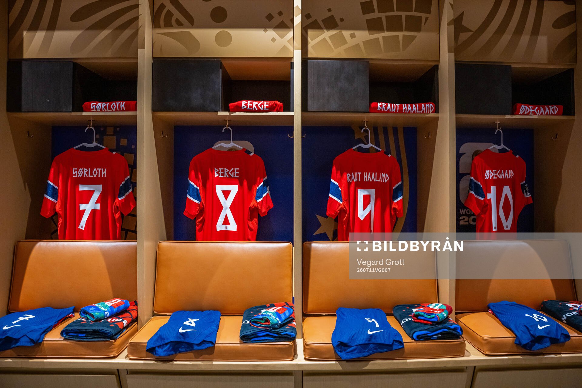 The kits of Alexander Sørloth, Sander Berge, Erling Braut