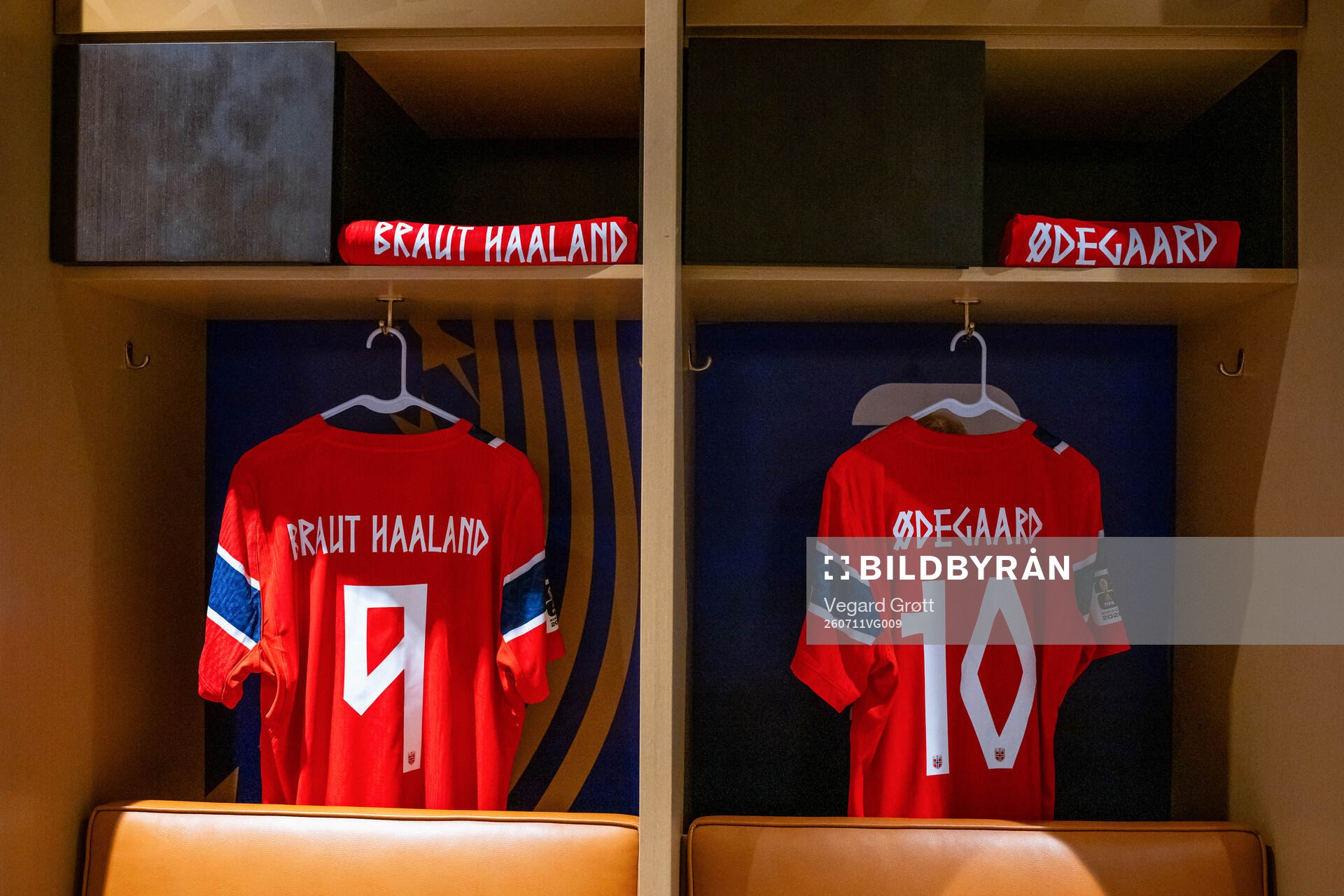 The kits of Erling Braut Haaland and Martin Ødegaard of