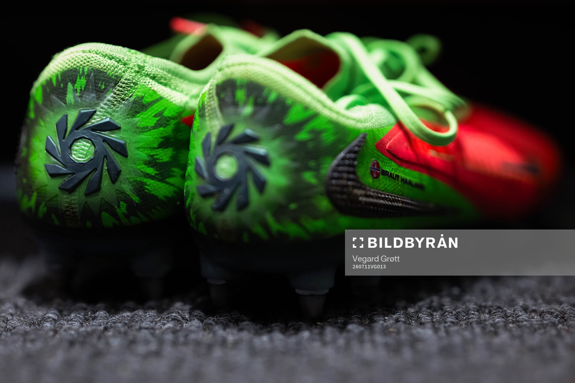 The Nike football shoes of Erling Braut Haaland of Norway