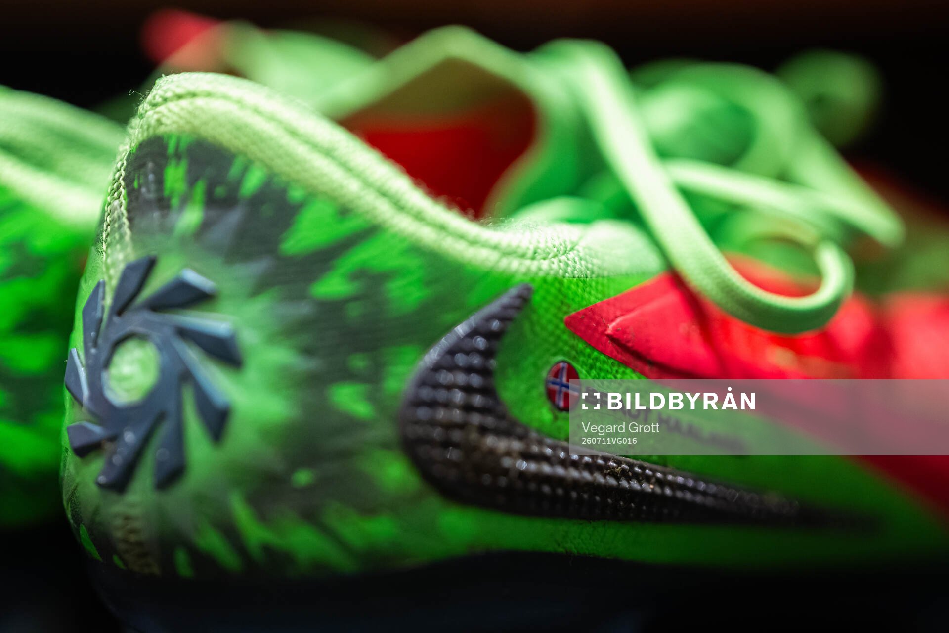 The Nike football shoes of Erling Braut Haaland of Norway