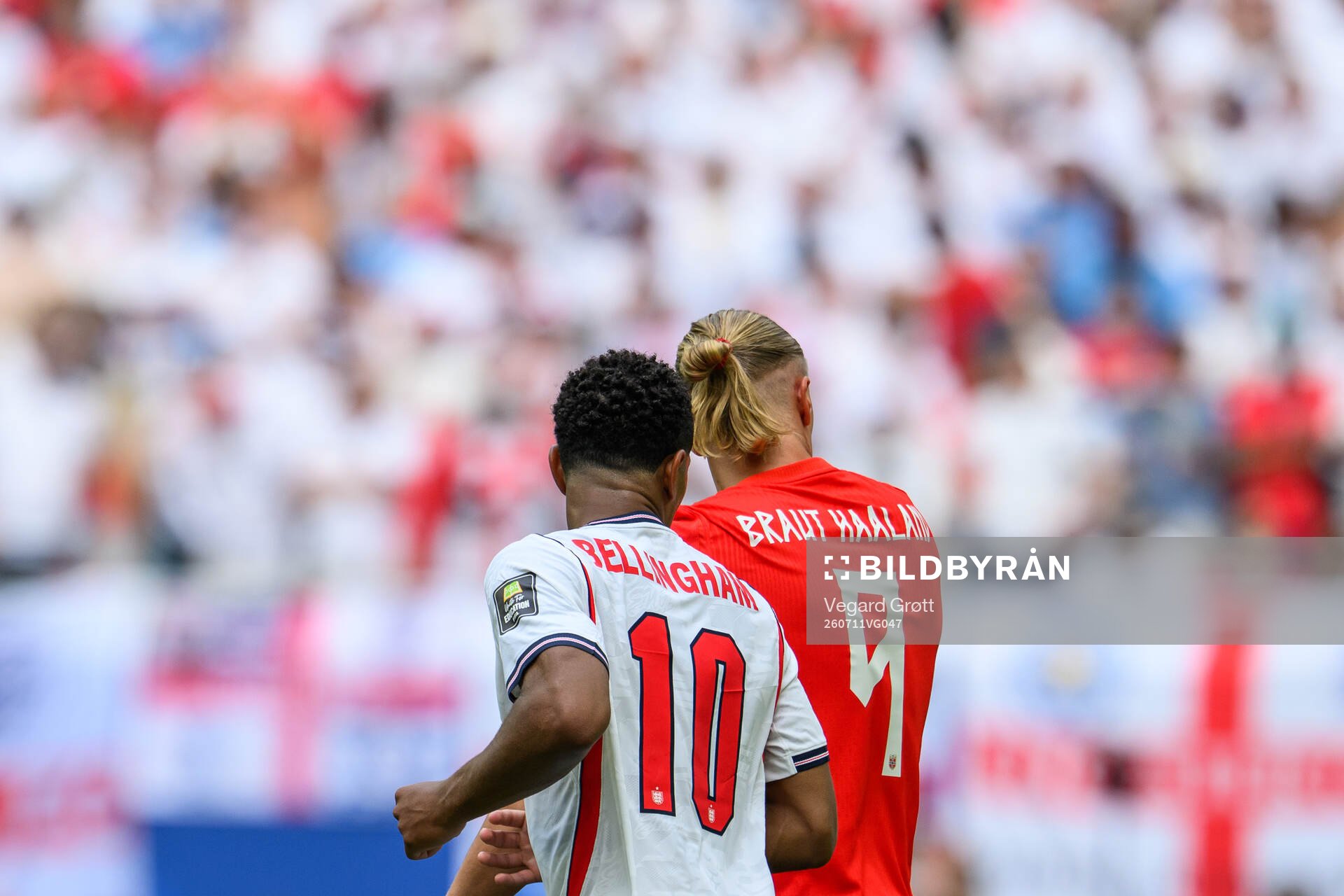 Jude Bellingham of England and Erling Braut Haaland of
