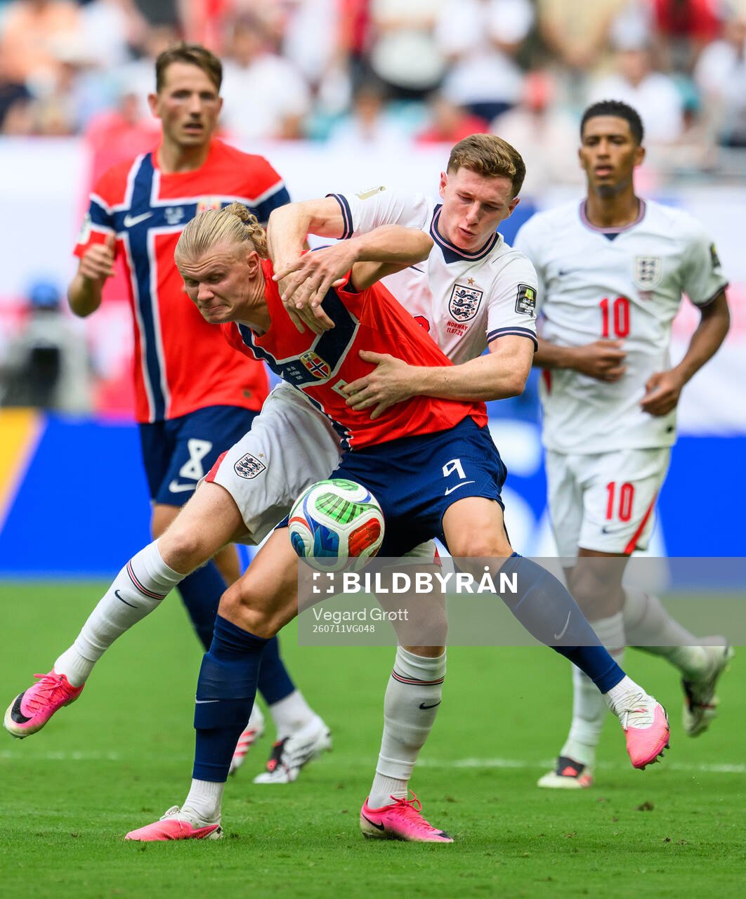 Erling Braut Haaland of Norway and Elliot Anderson of