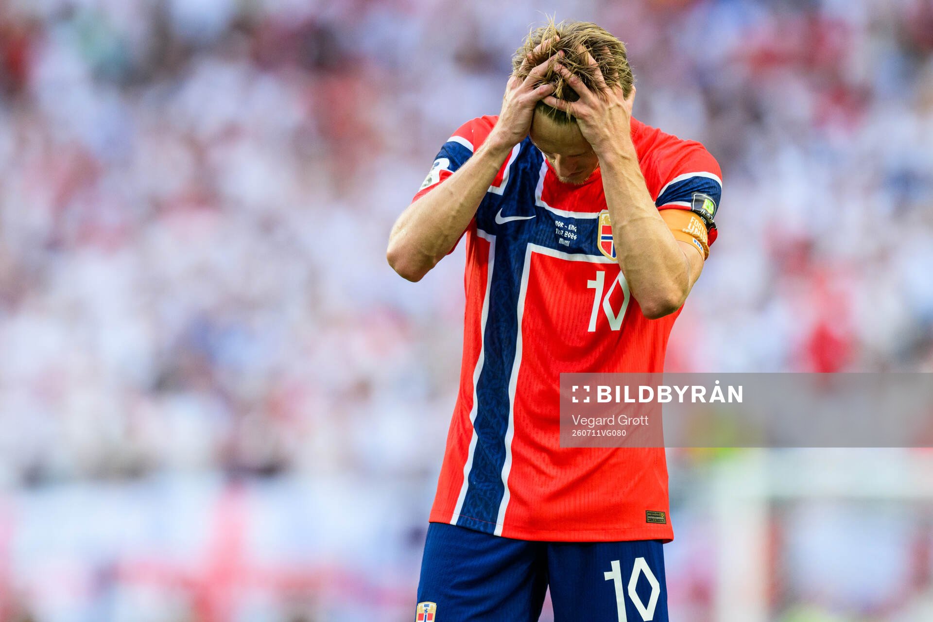 Martin Ødegaard of Norway looks dejected