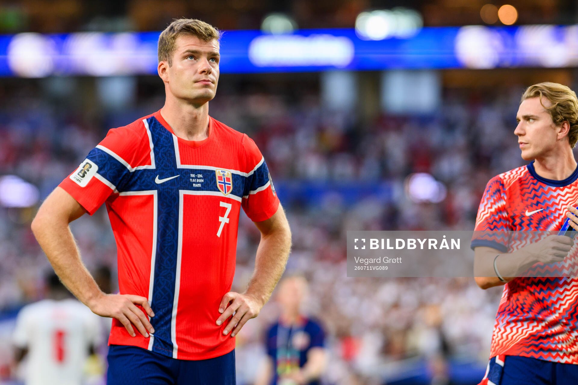 Alexander Sørloth of Norway looks dejected