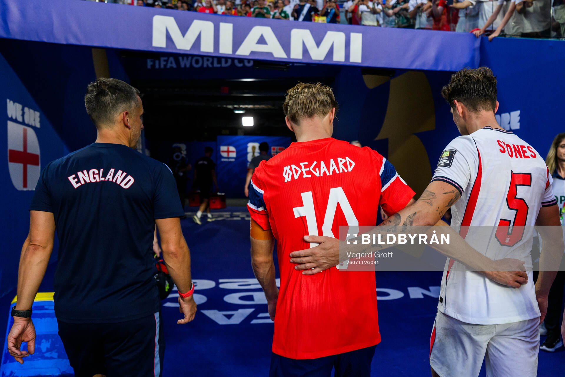 Martin Ødegaard of Norway and John Stones of England