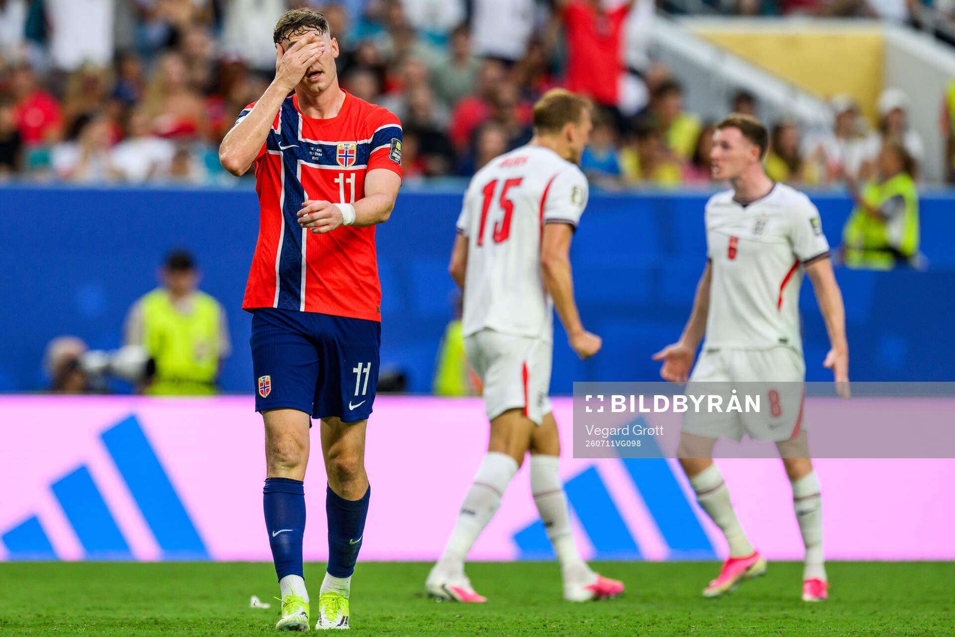 Jørgen Strand Larsen of Norway looks dejected