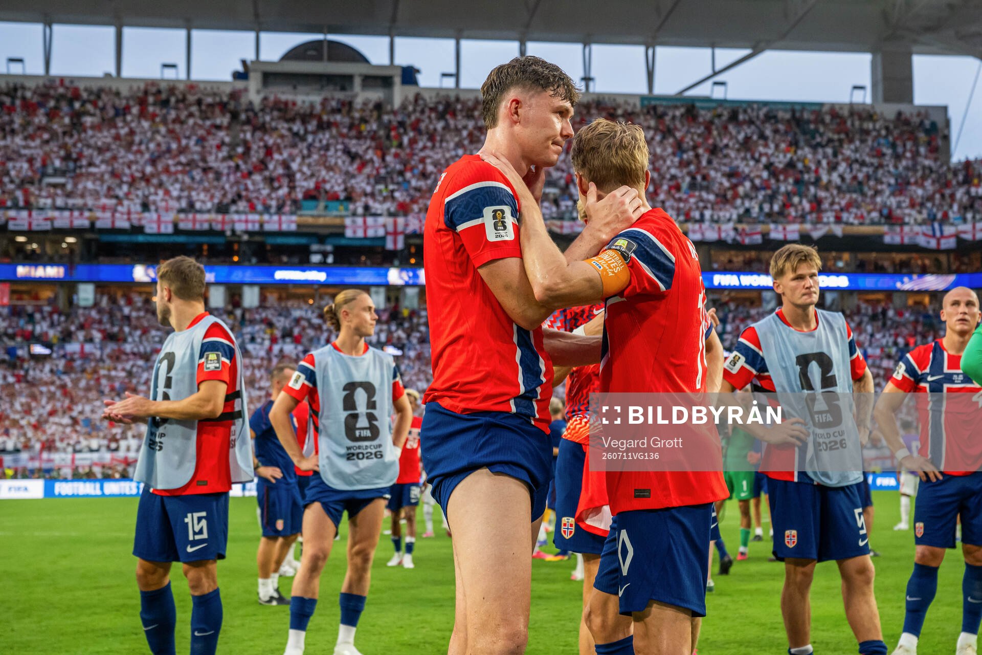 Jørgen Strand Larsen and Martin Ødegaard of Norway