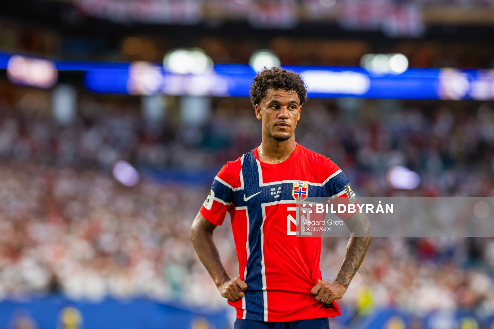 Oscar Bobb of Norway looks dejected