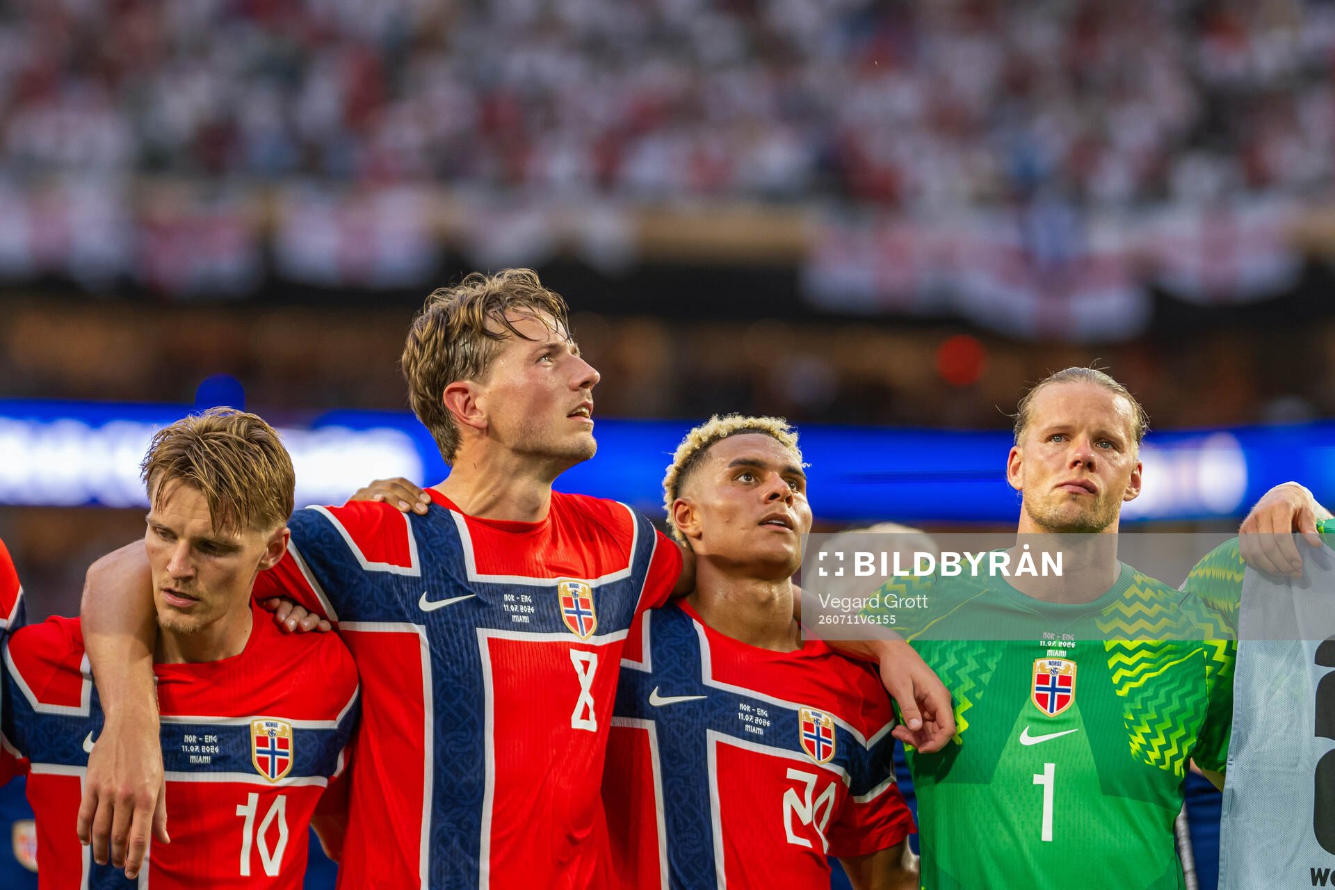 Sander Berge, Antonio Nusa and goalkeeper Ørjan Nyland of