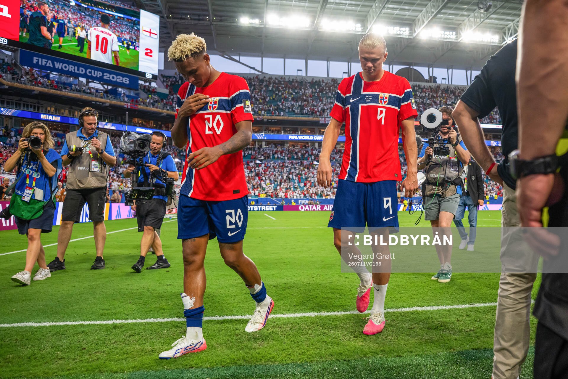 Antonio Nusa and Erling Braut Haaland of Norway