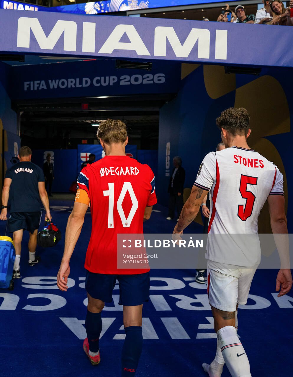 Martin Ødegaard of Norway and John Stones of England