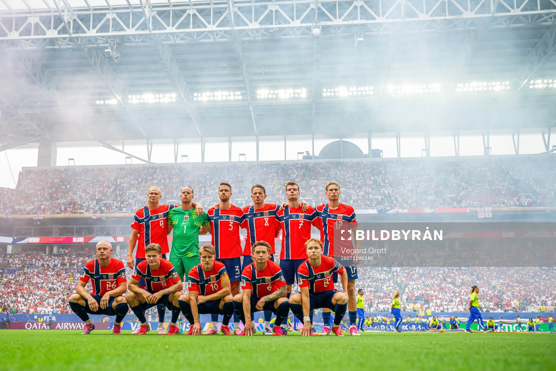 The starting eleven of Norway pose for a team photo