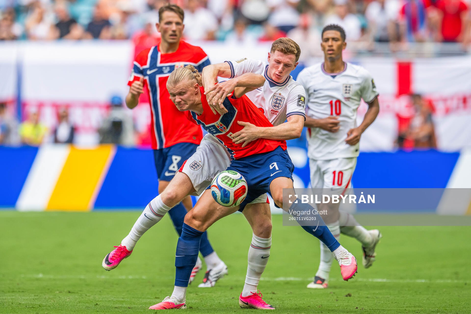 Erling Braut Haaland of Norway and Elliot Anderson of