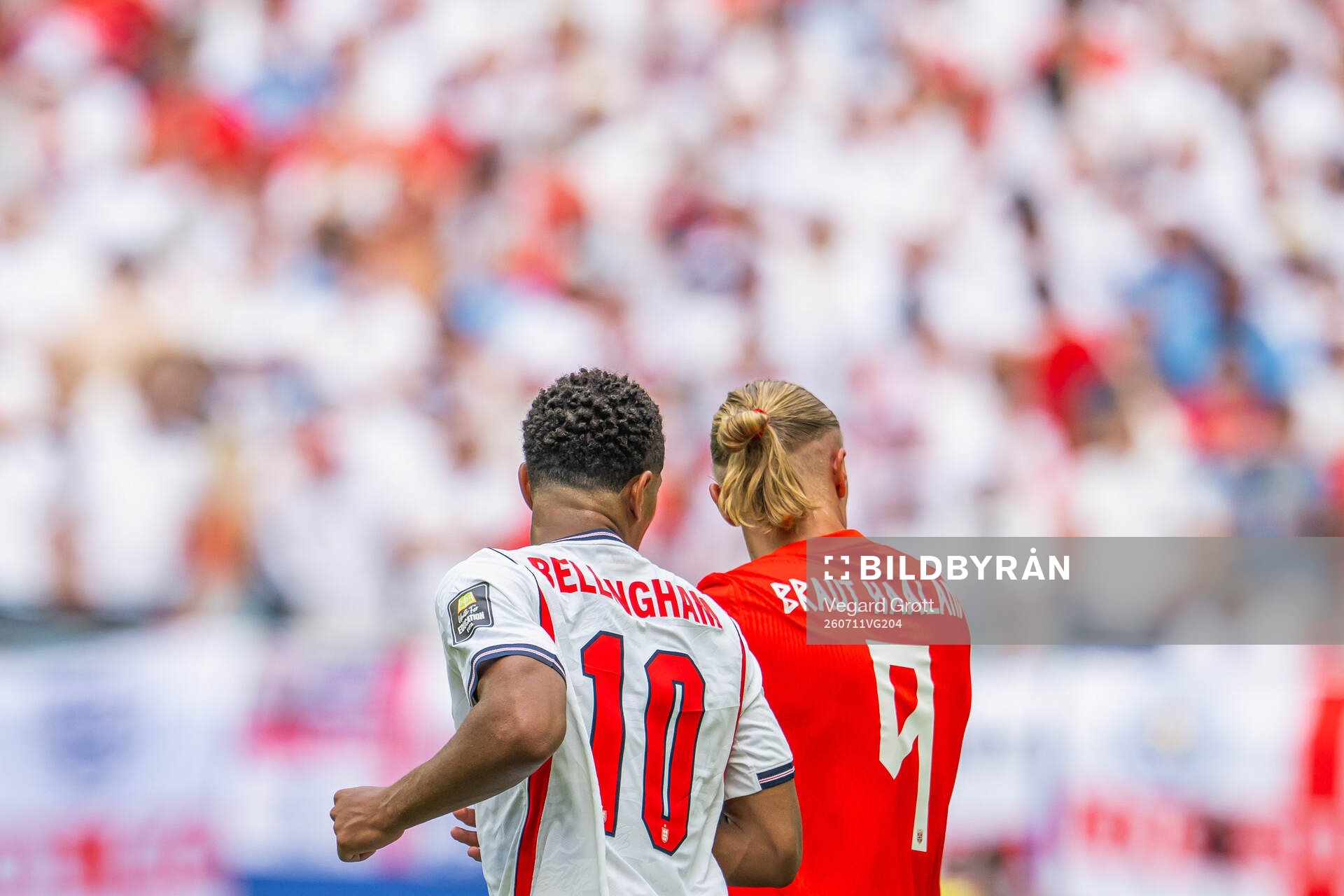 Jude Bellingham of England and Erling Braut Haaland of