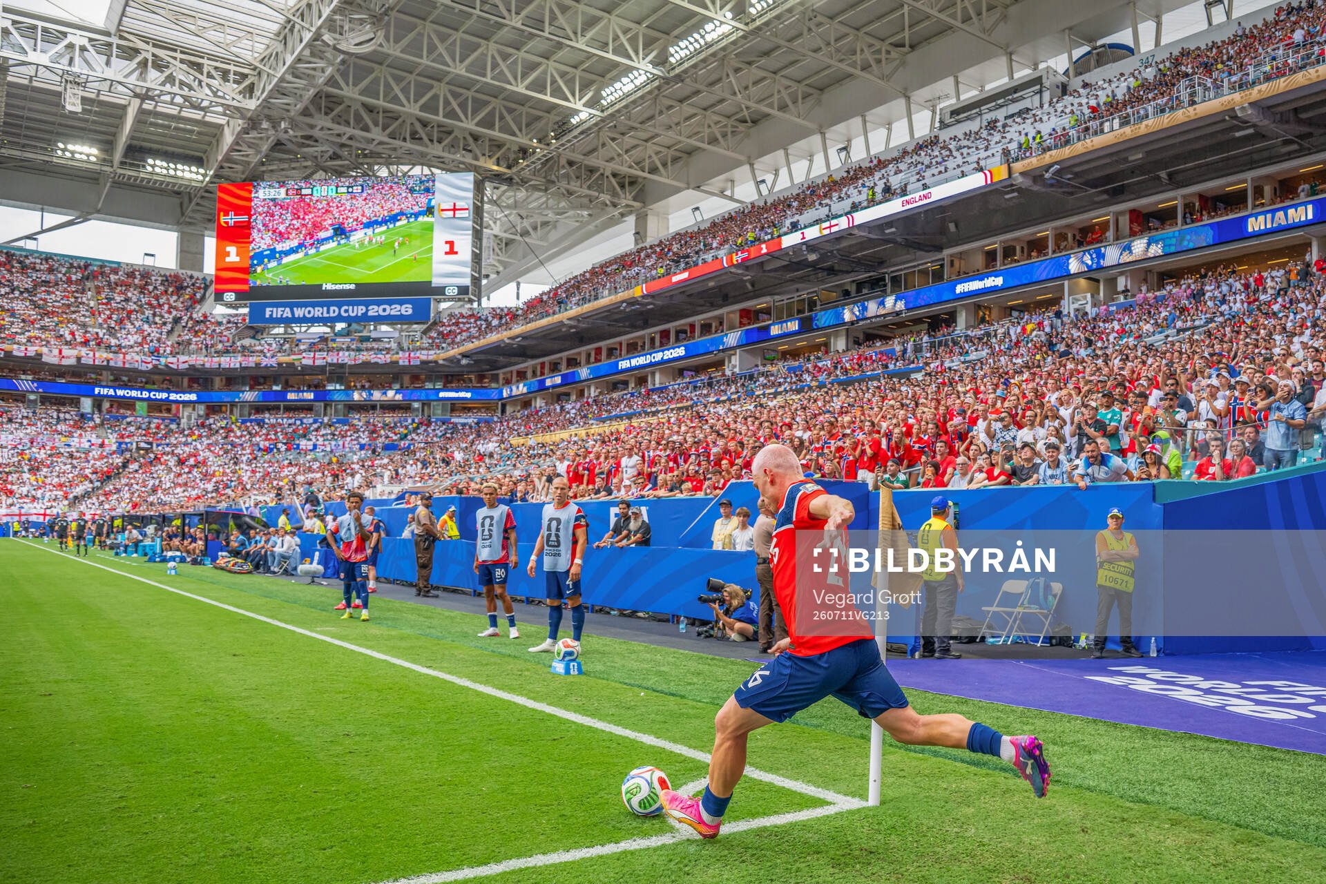 Julian Ryerson of Norway takes a corner kick