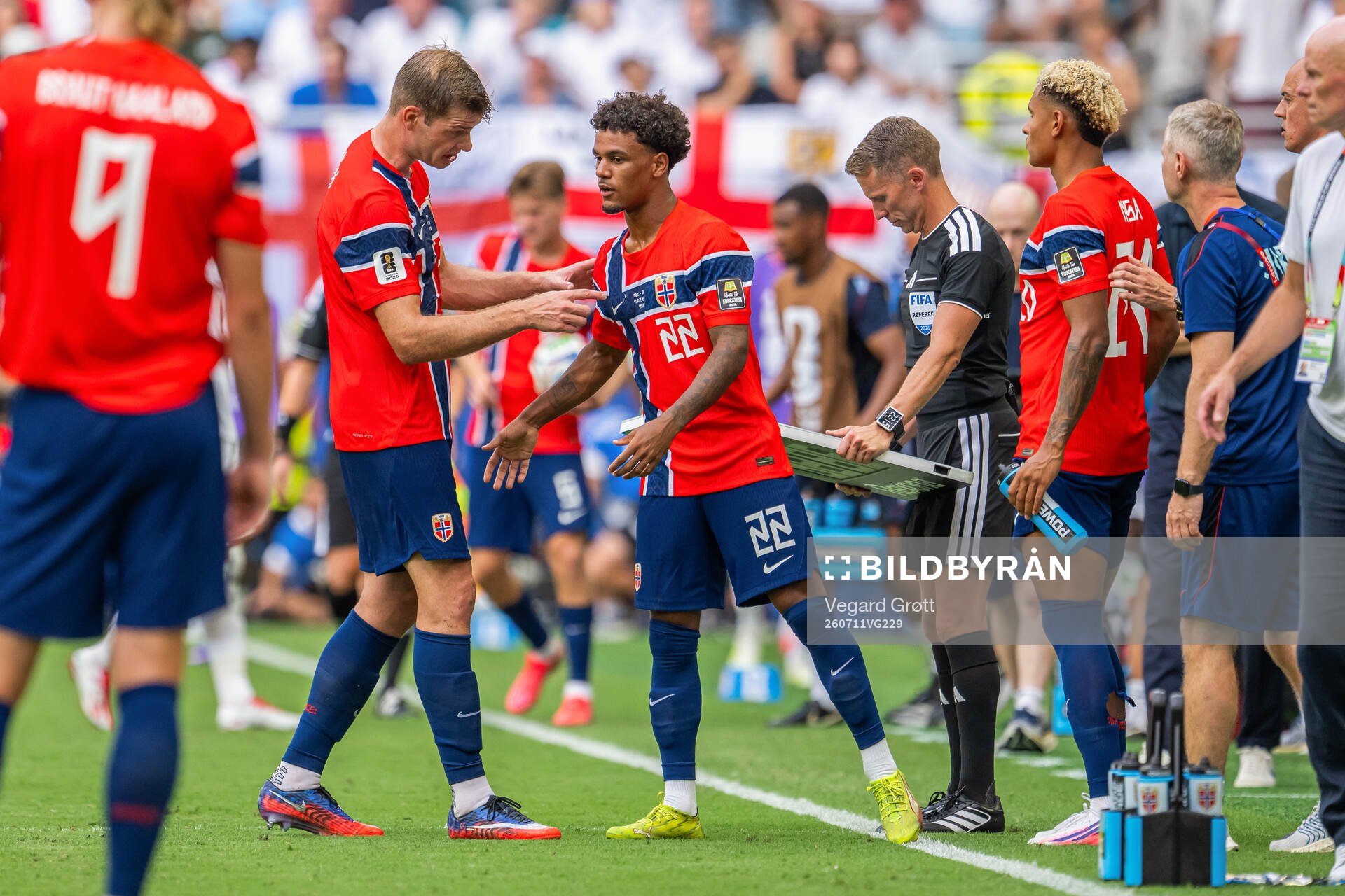 Alexander Sørloth and Oscar Bobb of Norway