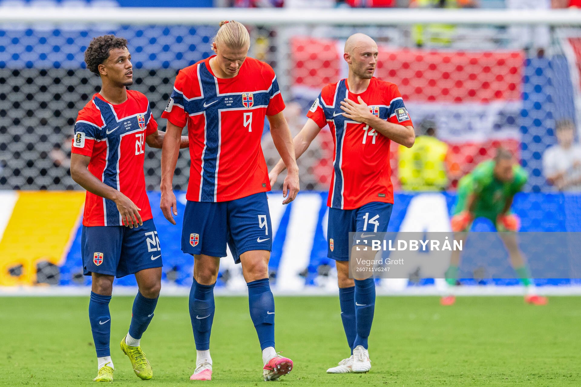 Oscar Bobb, Erling Braut Haaland and Fredrik Aursnes of