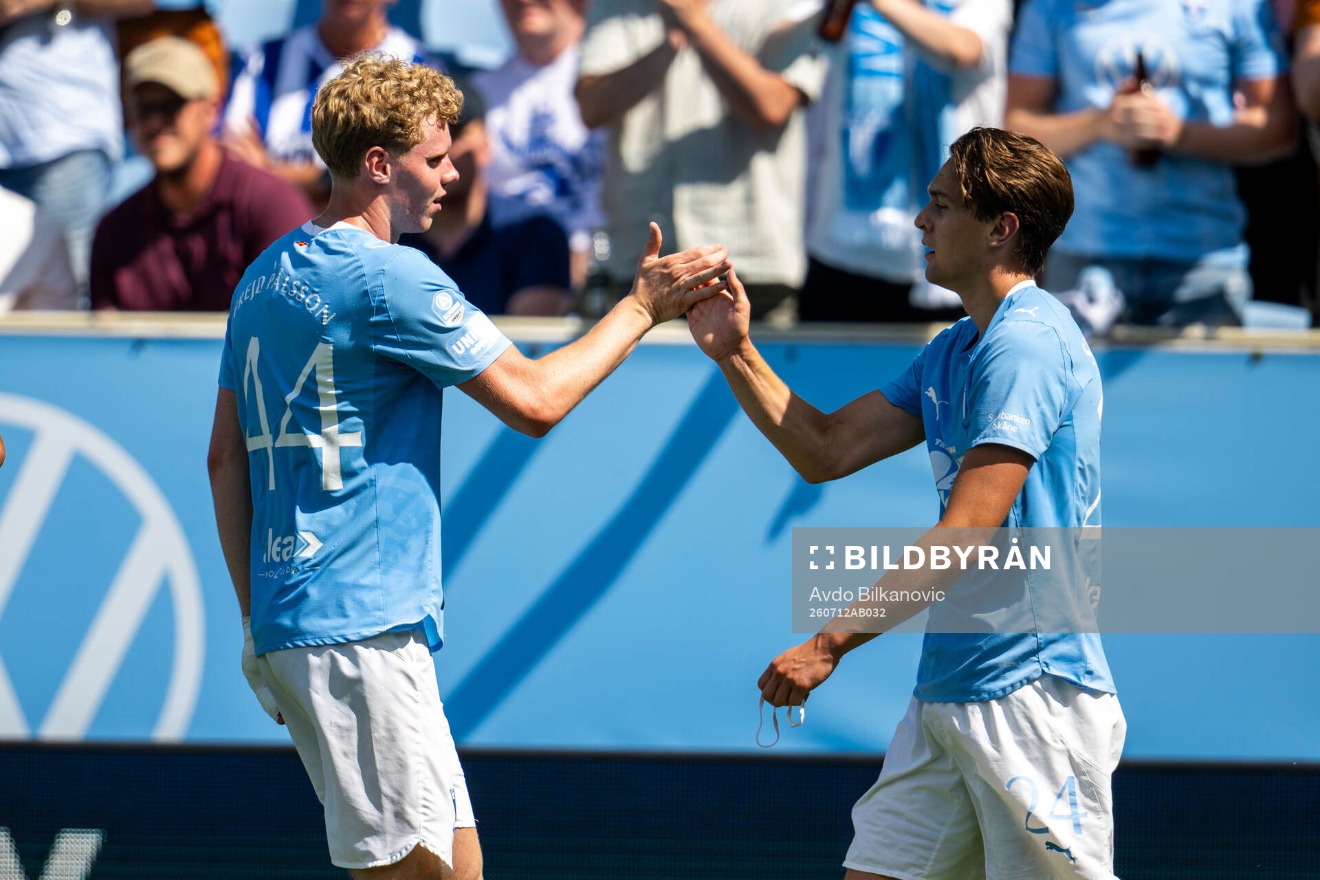 Malmö FFs Malte Frejd Pålsson och Oscar Sjöstrand jublar
