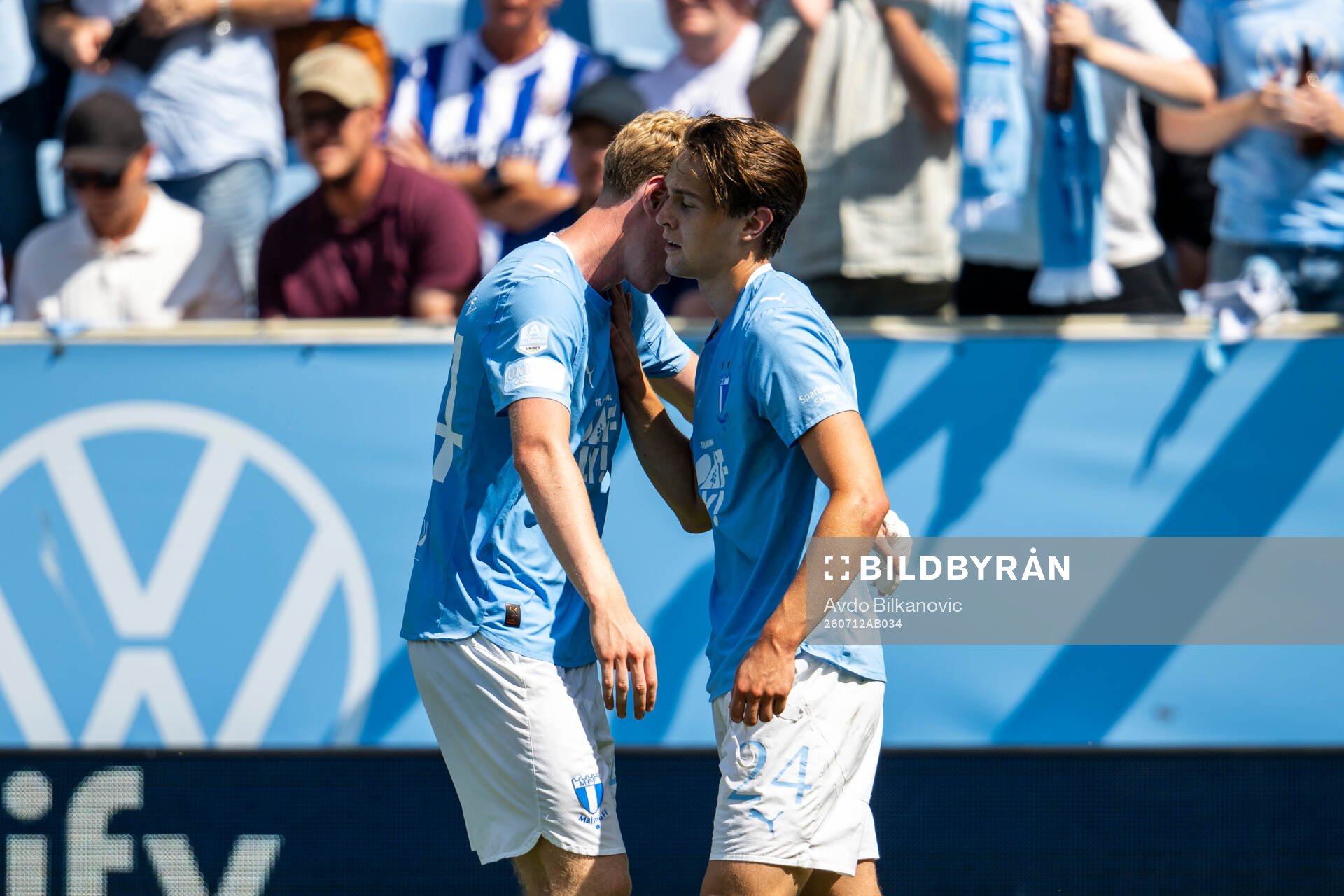 Malmö FFs Malte Frejd Pålsson och Oscar Sjöstrand jublar