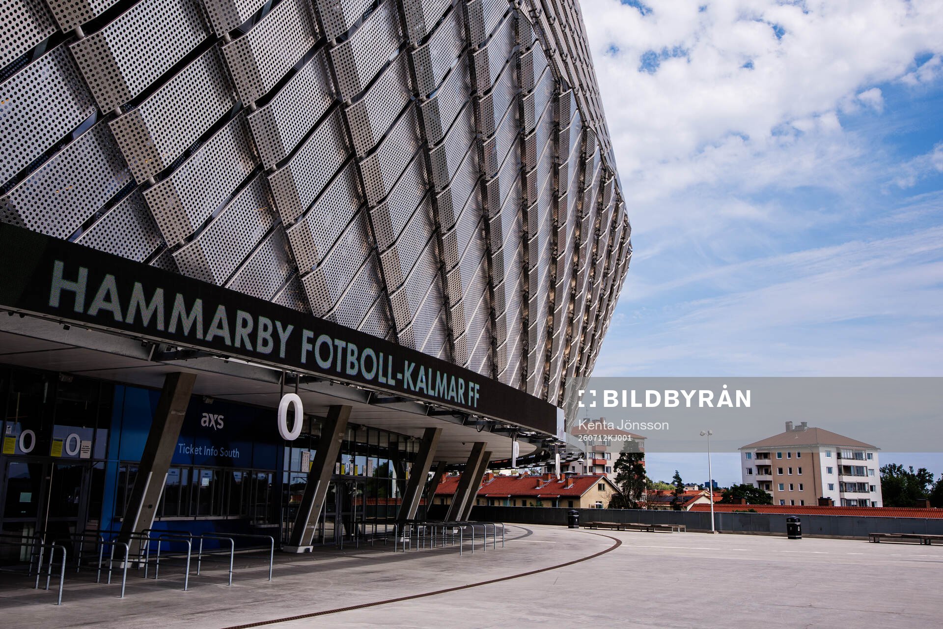 Skylt på 3Arena annonser om dagens match