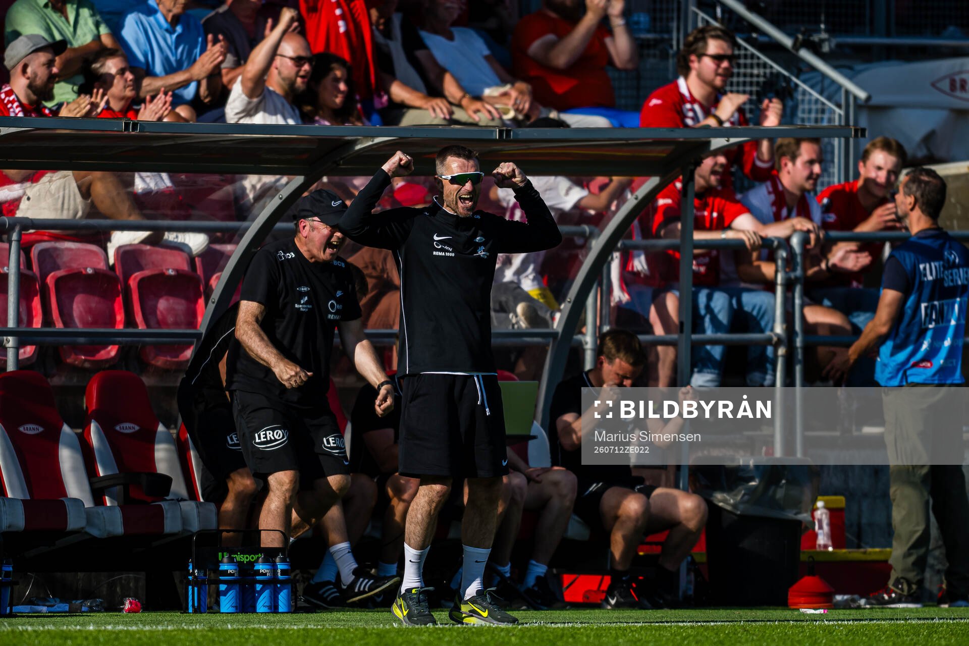 Head coach Eirik Horneland of Brann celebrates at the final