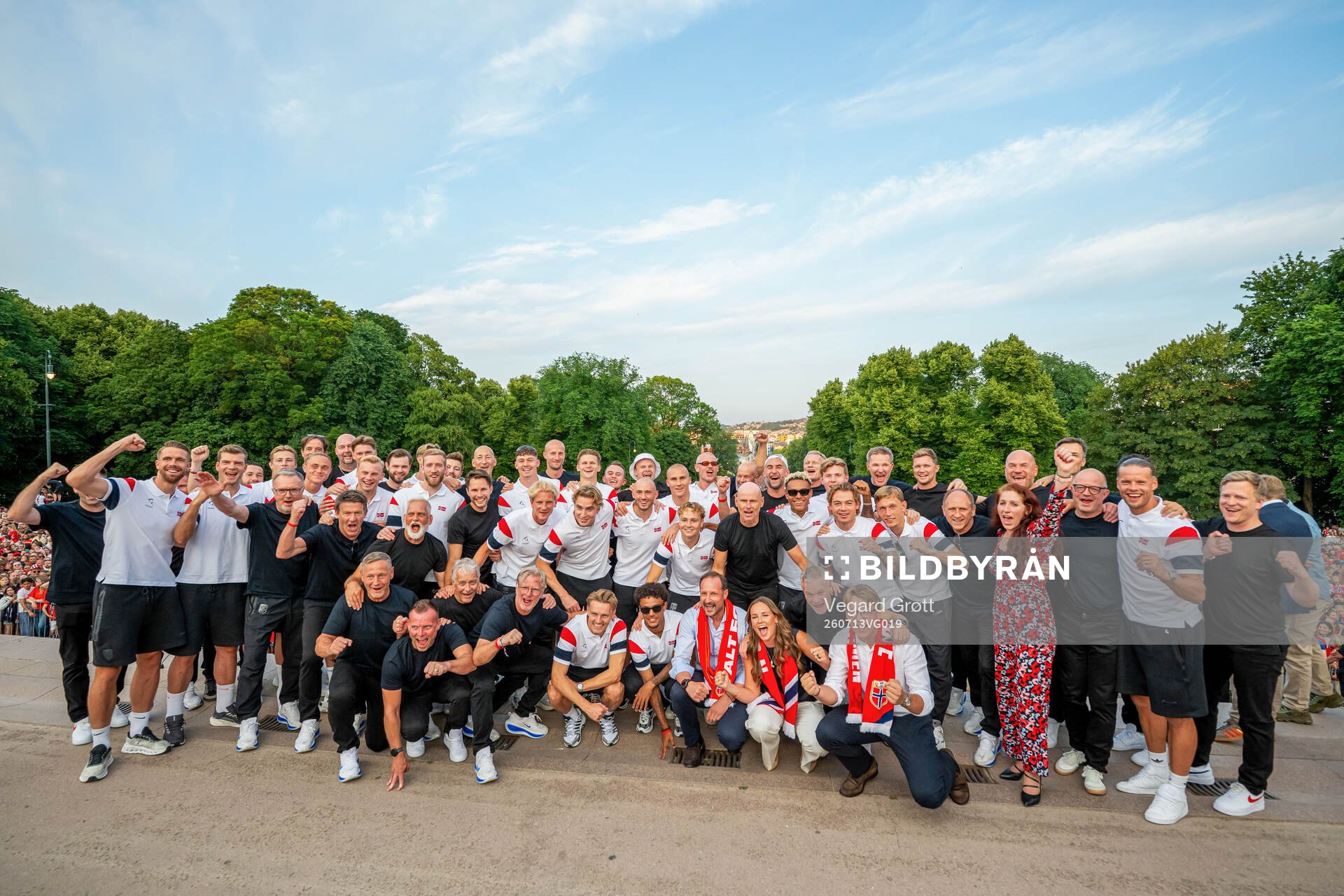 Players and staff of Norway at a team reception