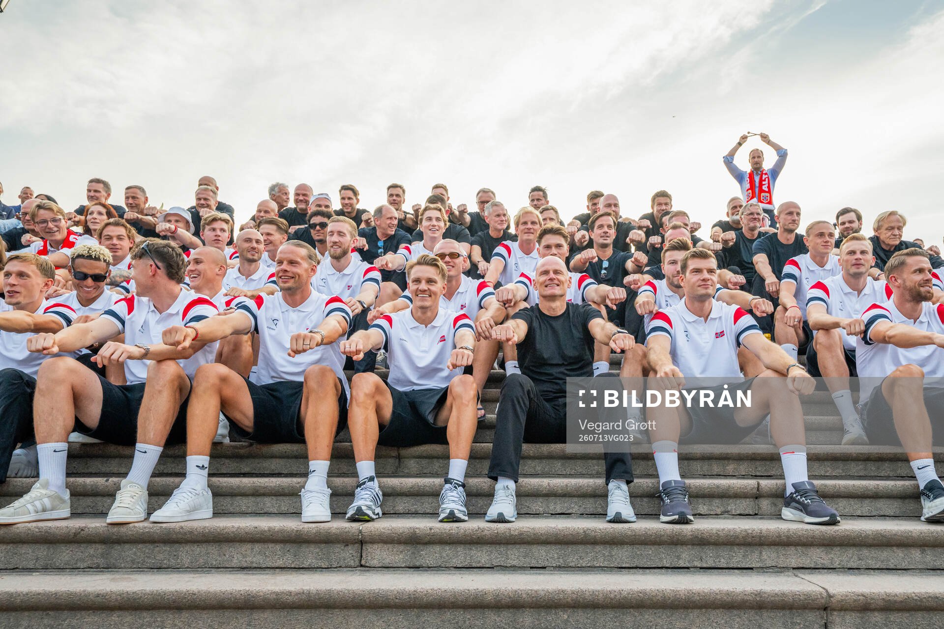 Players and staff of Norway at a team reception
