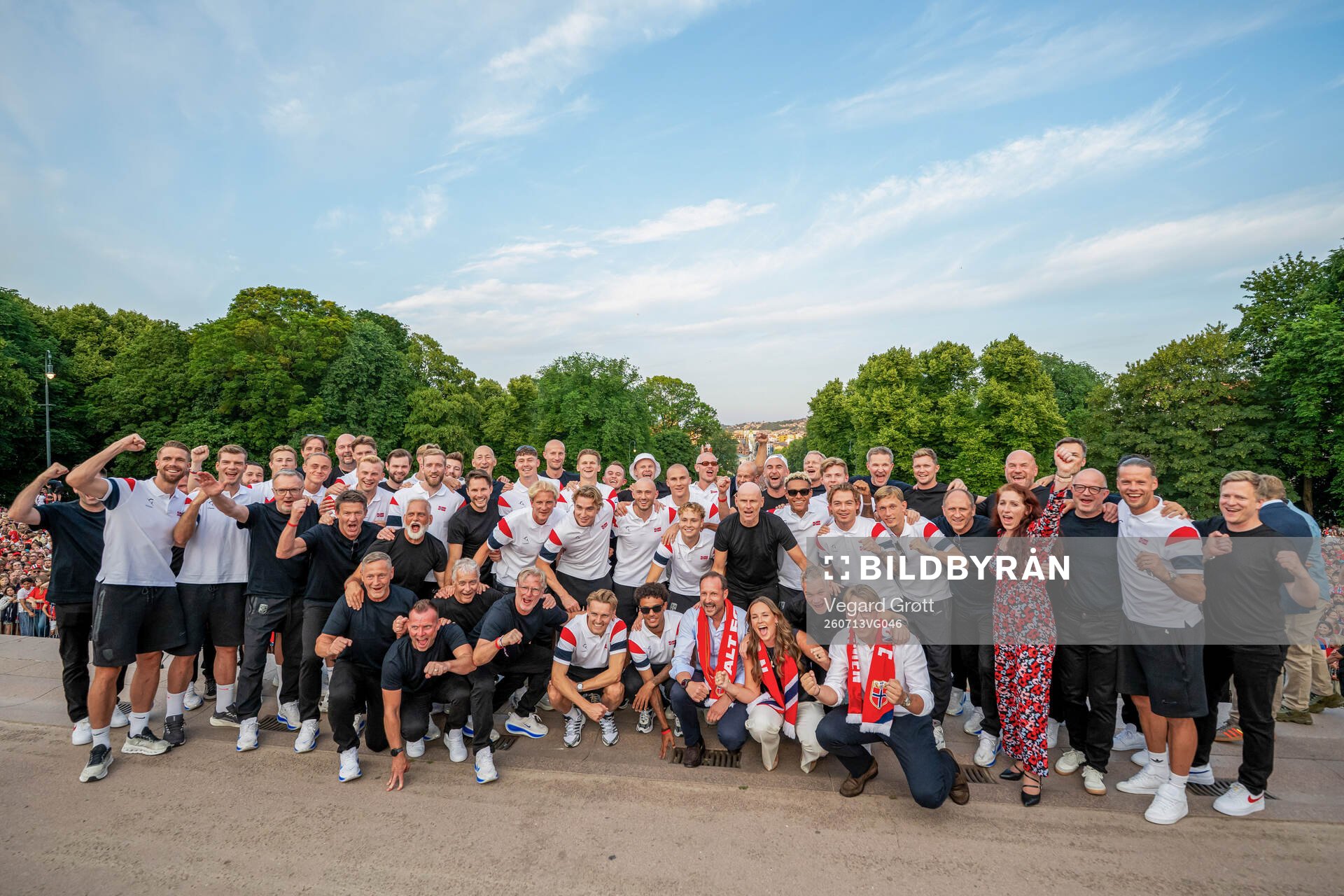 Players and staff of Norway at a team reception