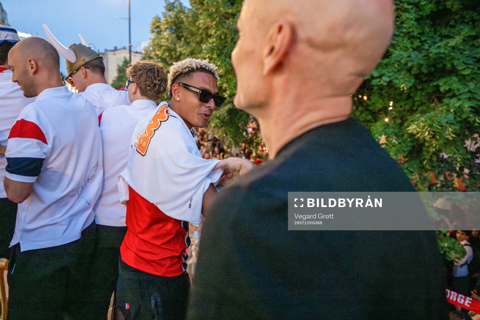 Antonio Nusa of Norway at a team reception