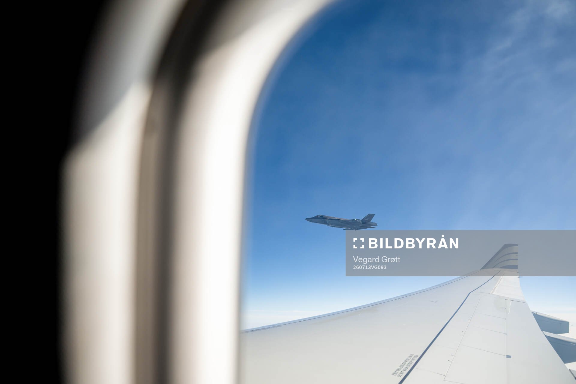 F-35 fighter jet of Royal Norwegian Air Force escort the
