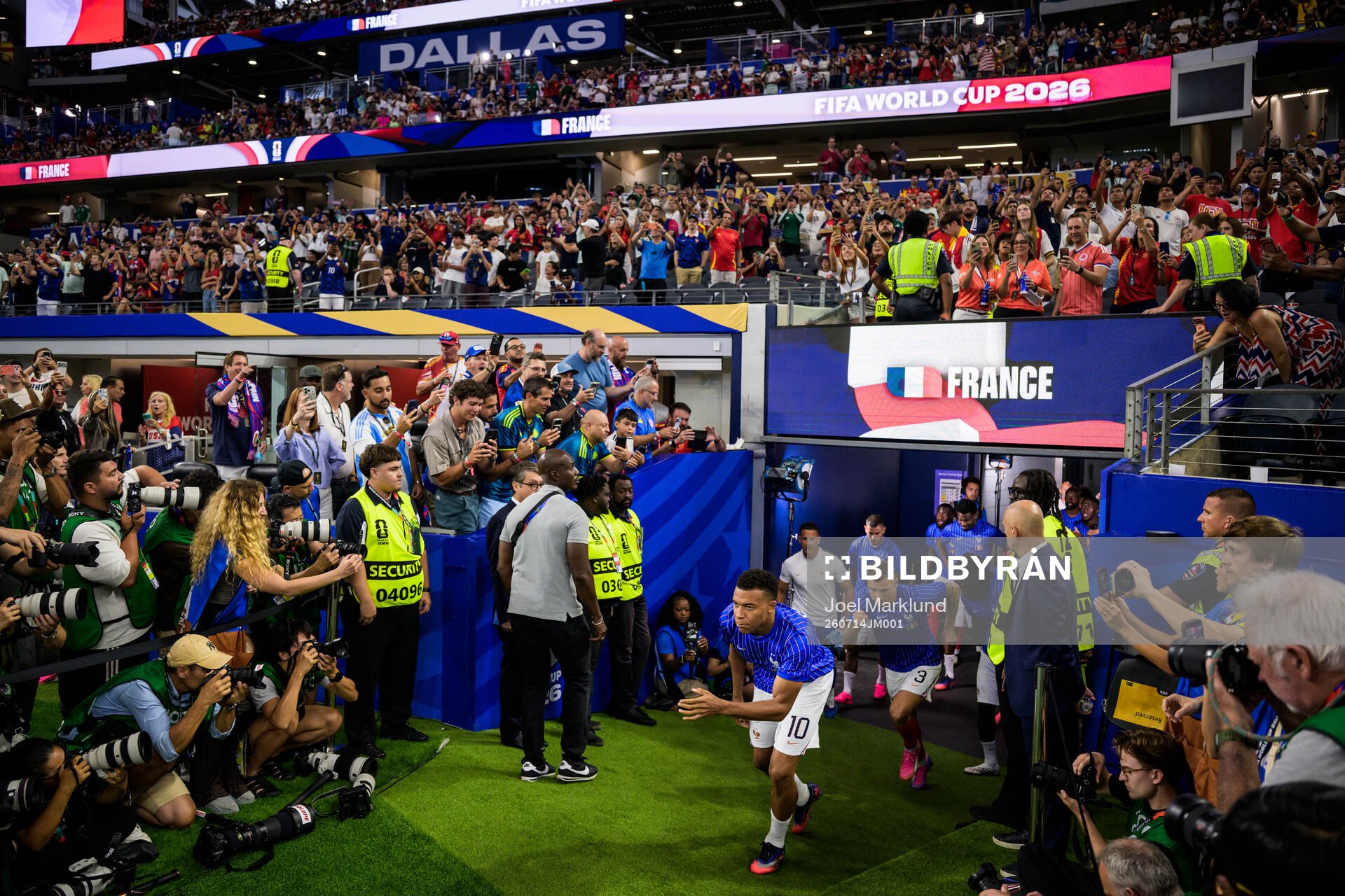 Kylian Mbappe of France enters the pitch for warm-up