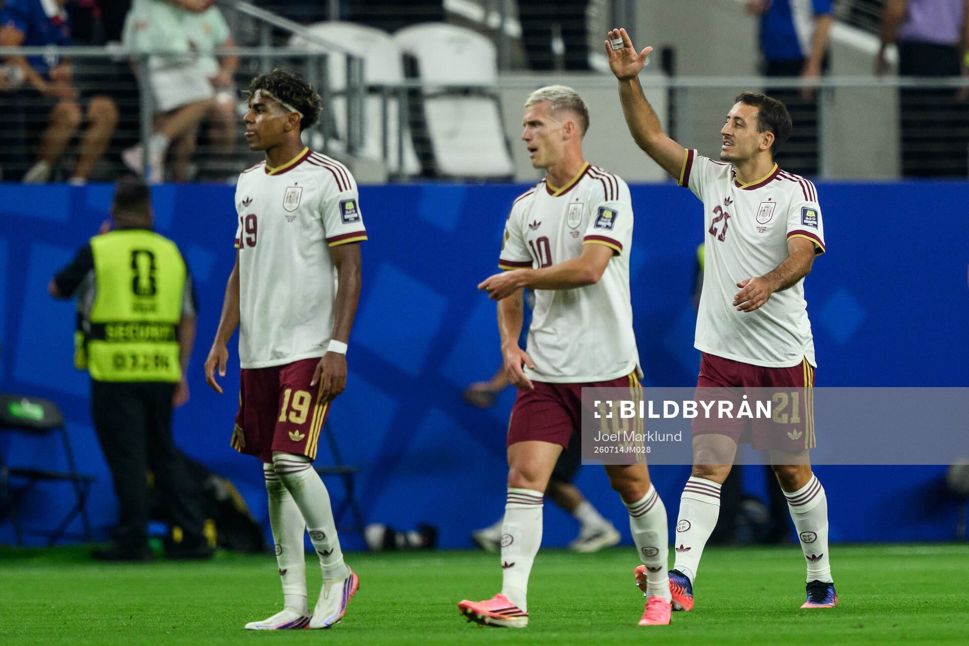 Lamine Yamal, Dani Olmo and Mikel Oyarzabal of Spain